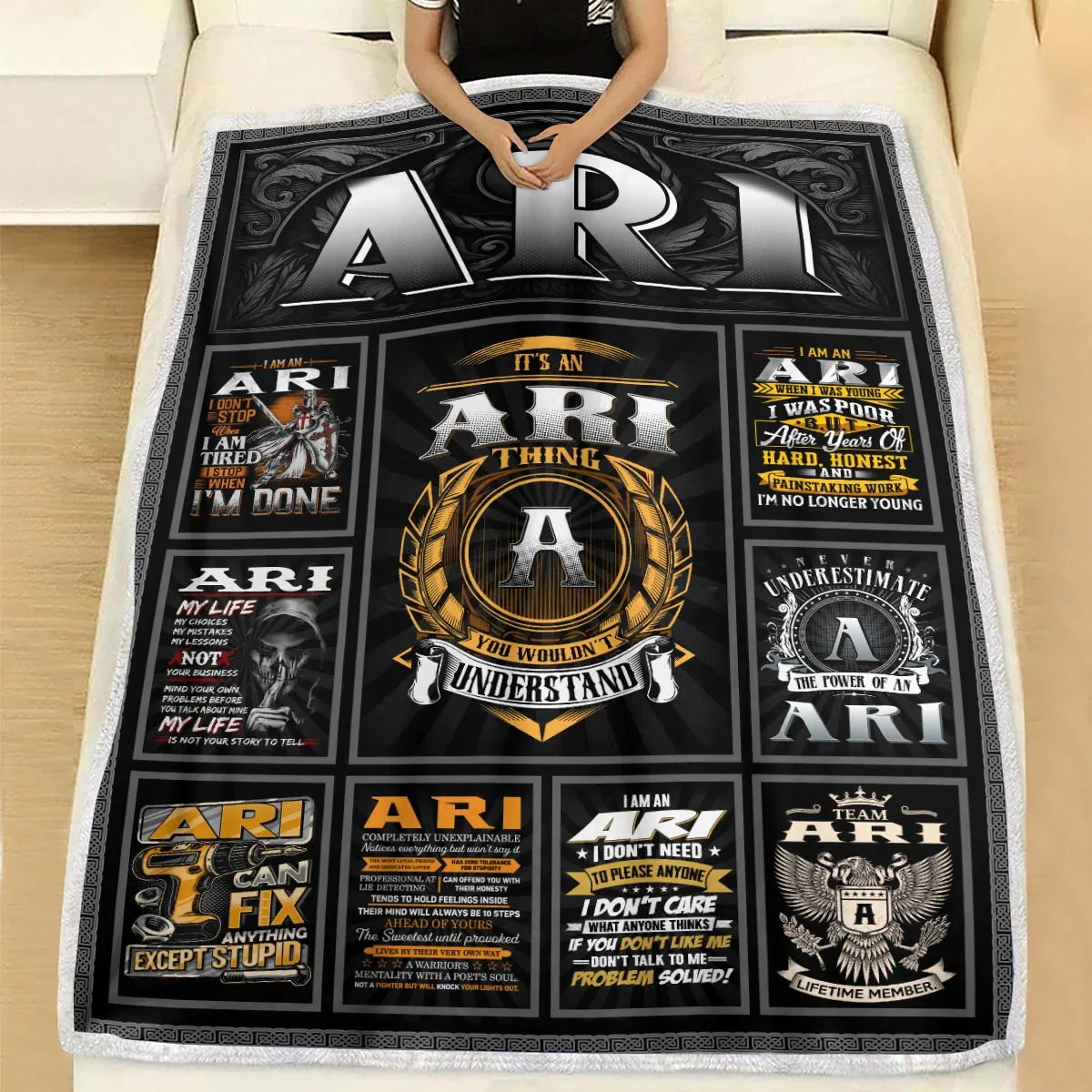 ARI Personalized Blanket | Custom Name Cozy Throw Gift 13K3-BK2
