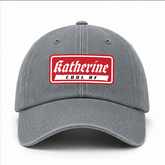 Your Name Cool Af Red Logo Funny Washed Cap KATHERINE 13K1 C79PF