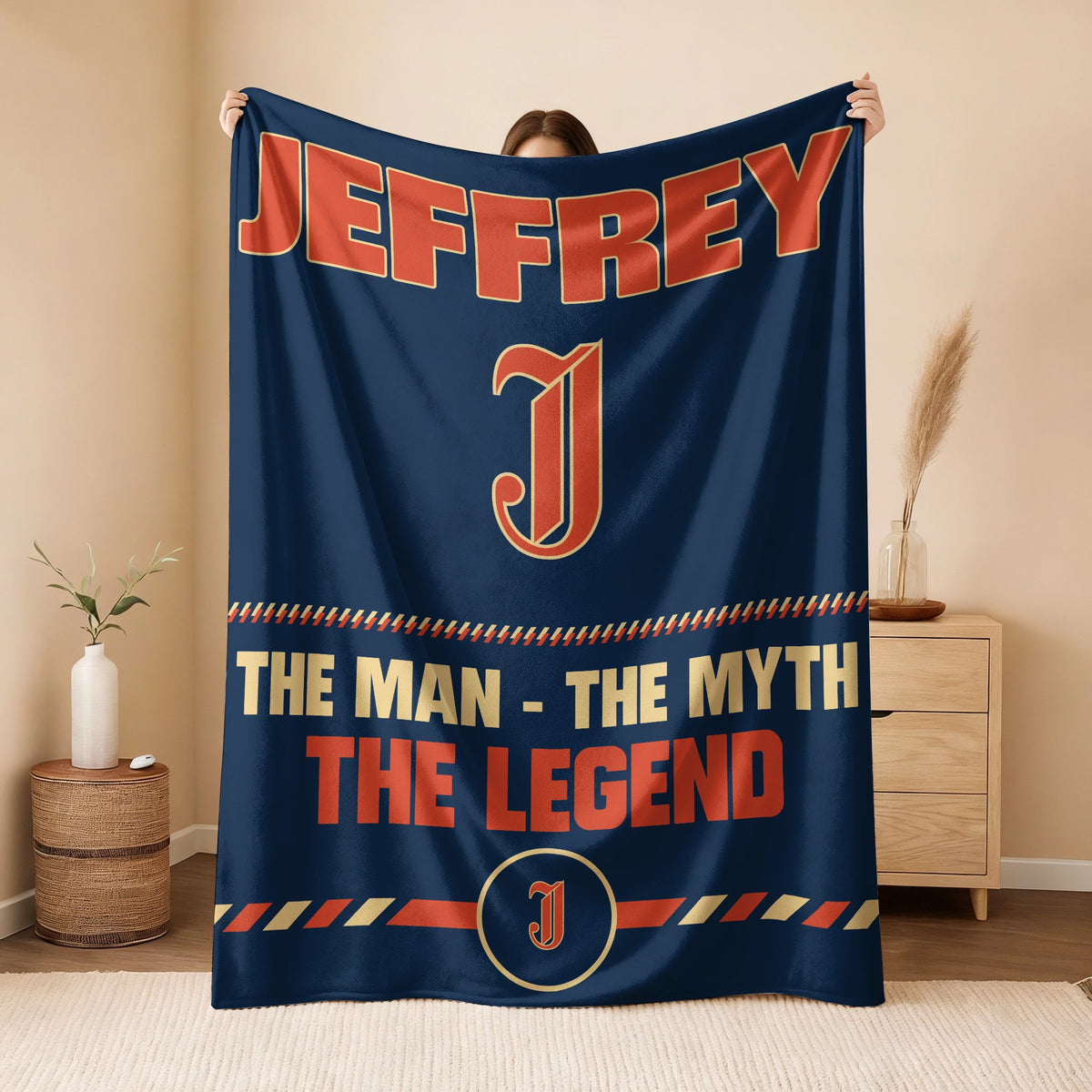 The Man The Myth The Legend Retro Fleece Blanket JEFFREY 13K1 BK53
