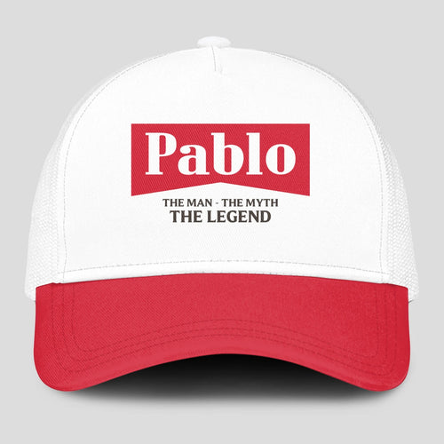 The Man The Myth The Legend Red And White Mesh Cap PABLO 13K1 C197PF