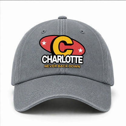 Never Back Down With Your Name And Initial Letter Washed Cap CHARLOTTE 13K1 C82PF