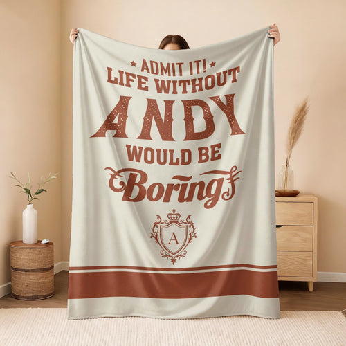 Life Without Your Name Would Be Boring Cream Terracotta Blanket ANDY 13K1 BK24