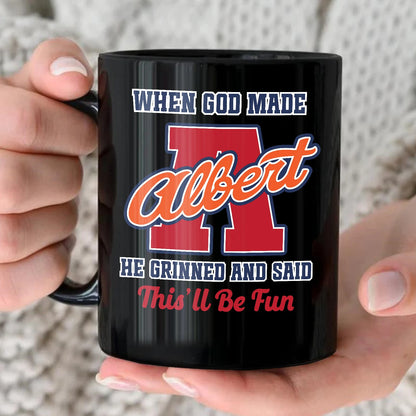 When God Made Your Name Personalized Baseball Mug ALBERT 13K1 MG07