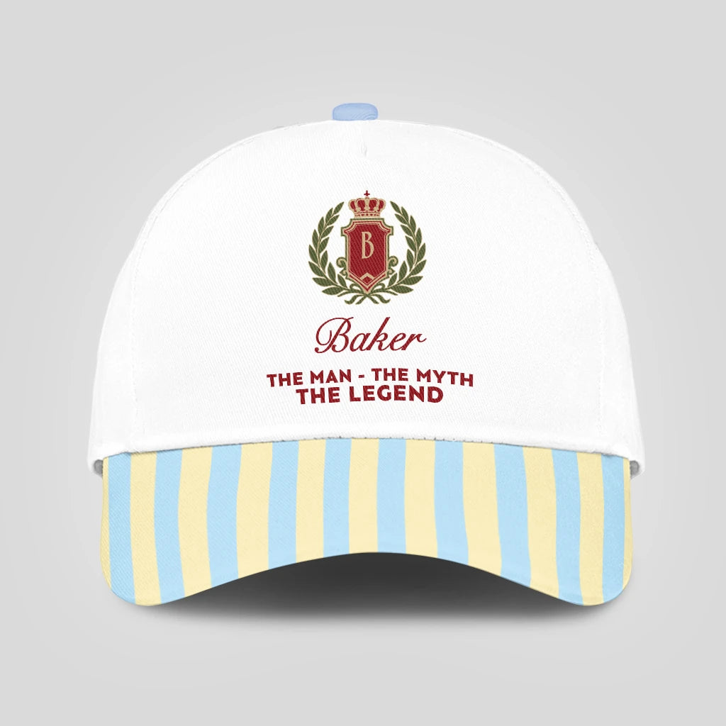 The Man The Myth The Legend Blue And Yellow Striped Beach Cap BAKER 13K1 C118PF