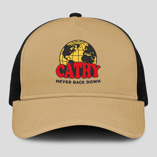 Never Back Down World Logo Khaki Mesh Cap CATHY 13K1 C212PF