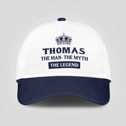 The Man The Myth The Legend King Crown Blue And White Cap THOMAS 13K1 C147PF