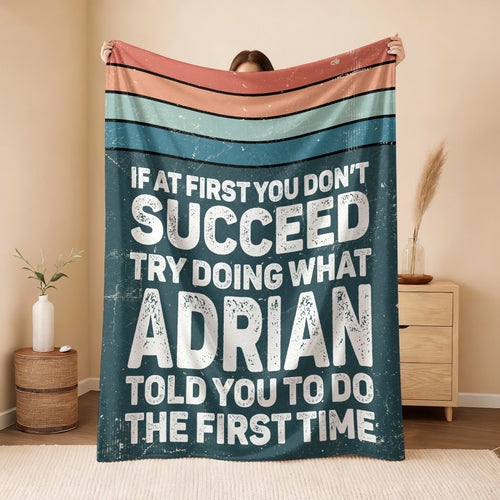 If At First You Don’t Succeed Retro Green Fleece Blanket ADRIAN 13K1 BK29
