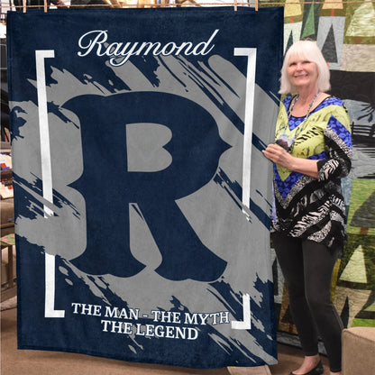 The Man The Myth The Legend Navy Baseball Fleece Blanket RAYMOND 13K1 BK17