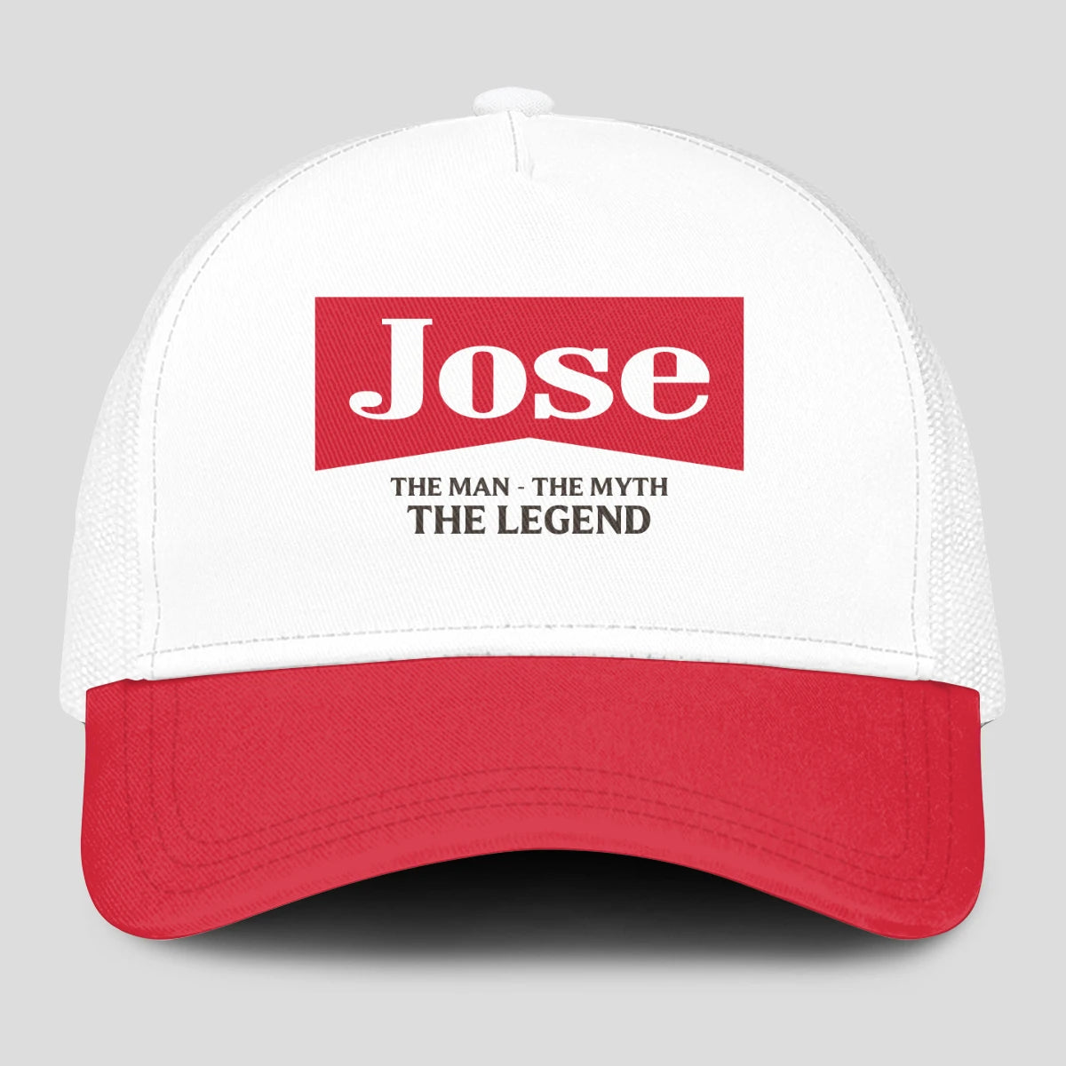 The Man The Myth The Legend Red And White Mesh Cap JOSE 13K1 C197PF