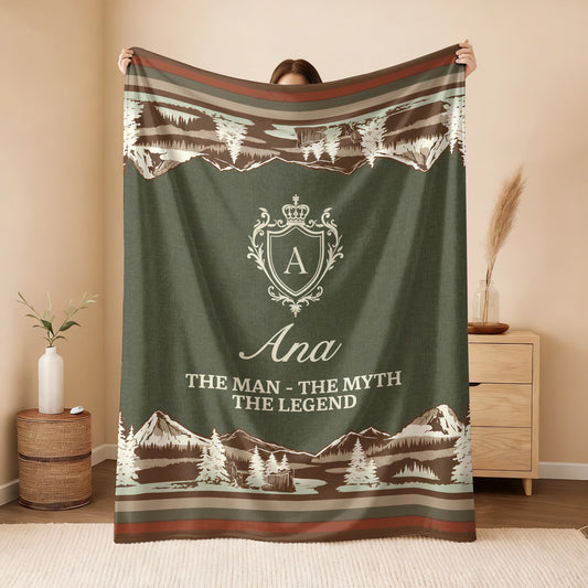 The Man The Myth The Legend Deer In Forest Brown Fleece Blanket ANA 13K1 BK10