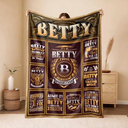BETTY Personalized Blanket | Custom Name Cozy Throw Gift 13K1-BK4