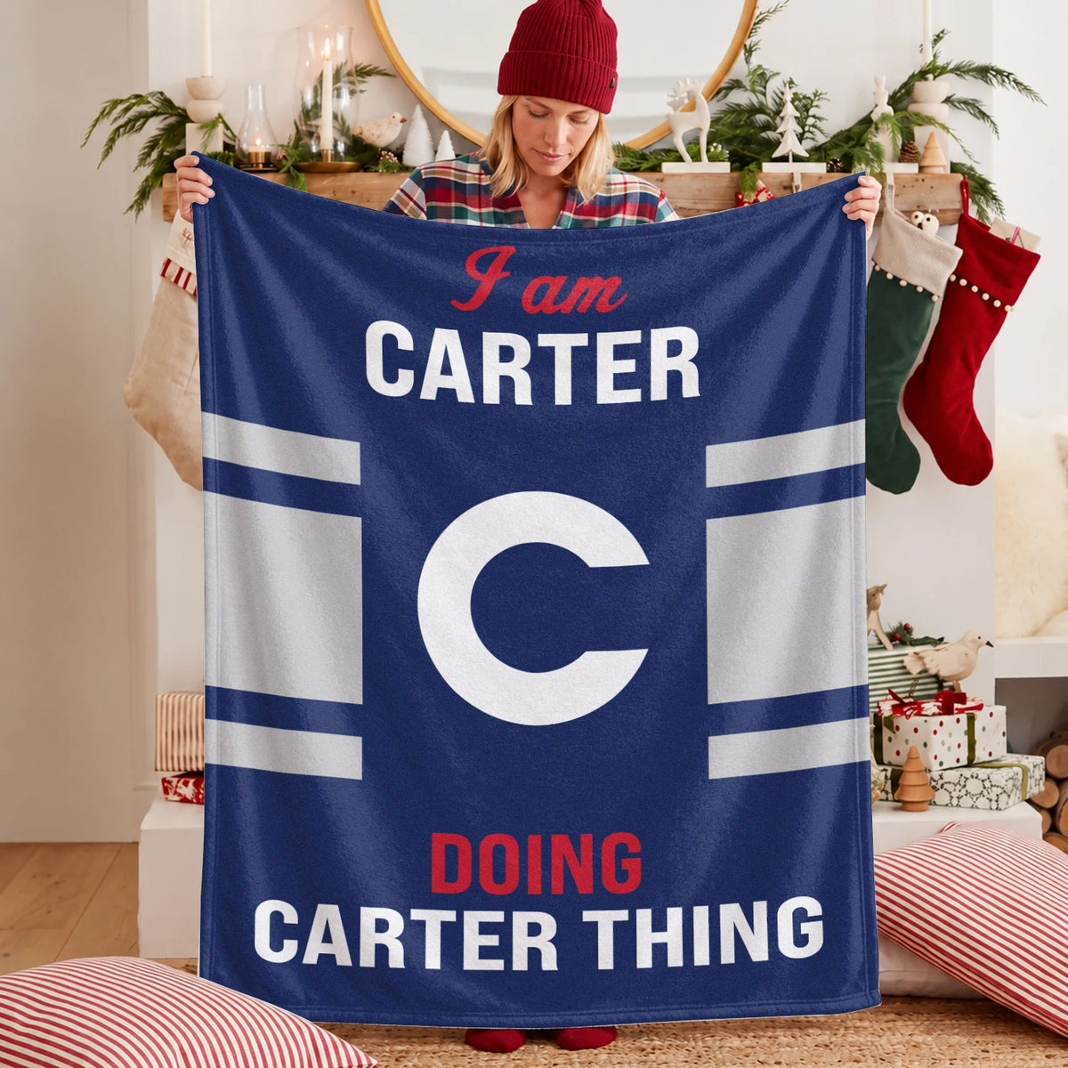 I'm Name Doing Name Things Navy Fleece Blanket CARTER 13K1 BK51