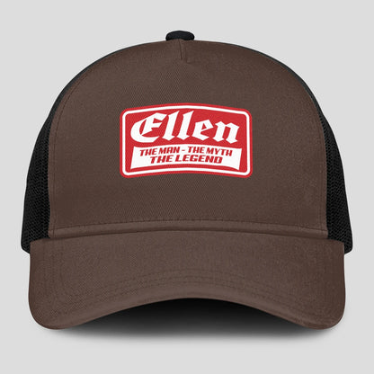 The Man The Myth The Legend Red Logo Brown Mesh Cap ELLEN 13K1 C203PF