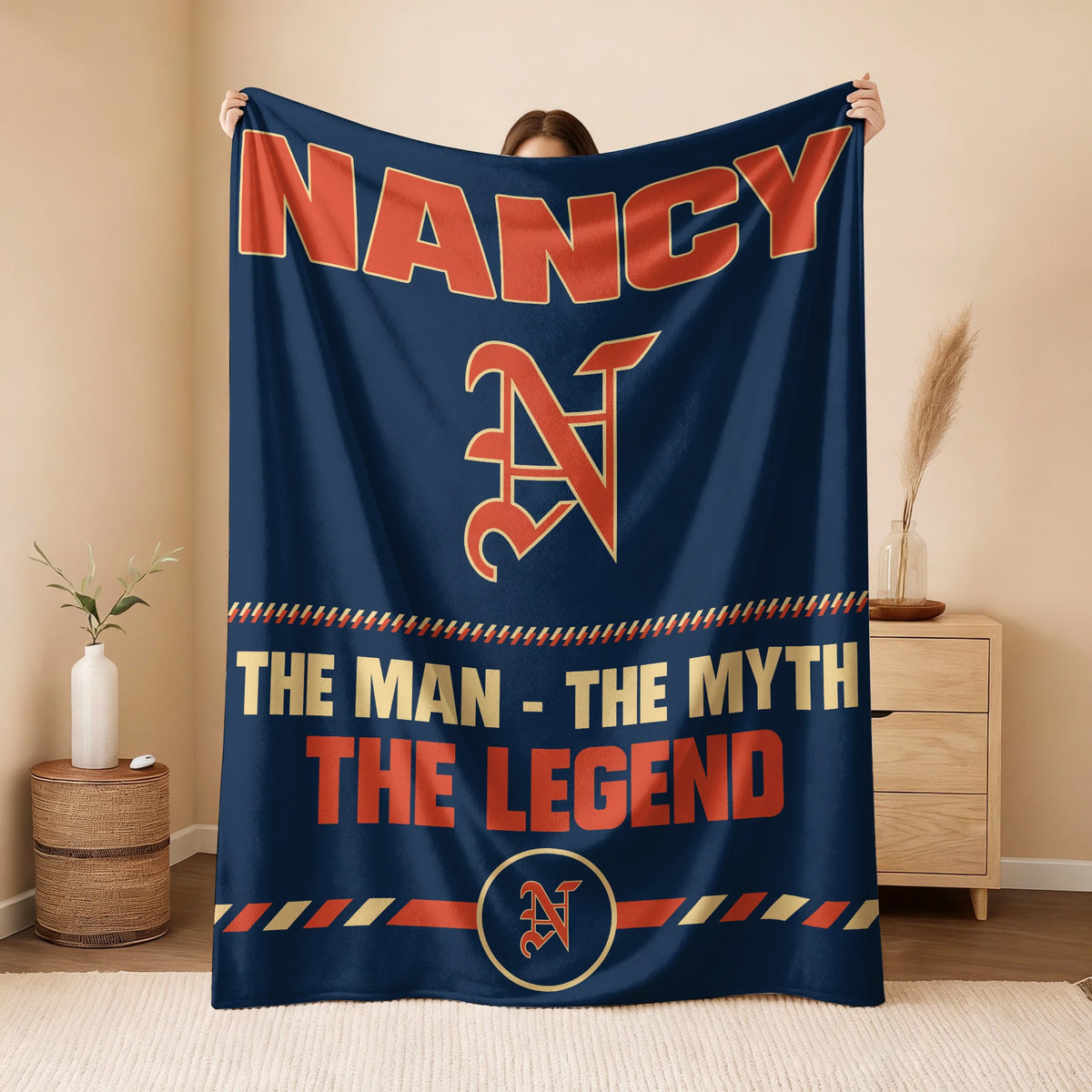 The Man The Myth The Legend Retro Fleece Blanket NANCY 13K1 BK53