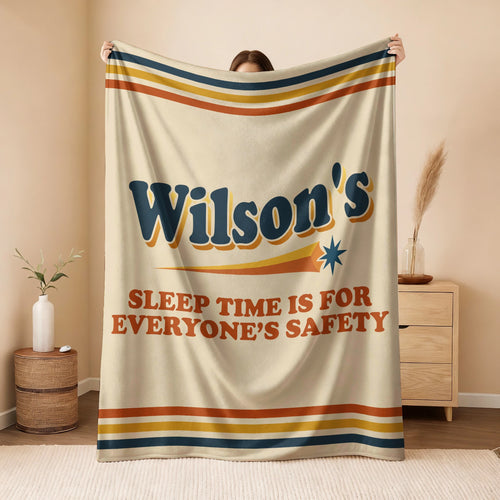 Your Name's Sleep Time Funny Retro Fleece Blanket WILSON 13K1 BK67