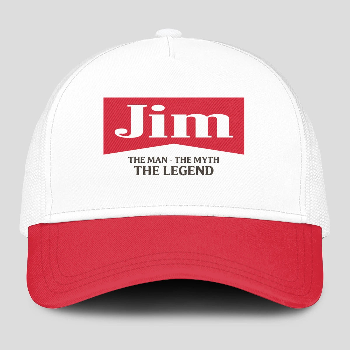 The Man The Myth The Legend Red And White Mesh Cap JIM 13K1 C197PF