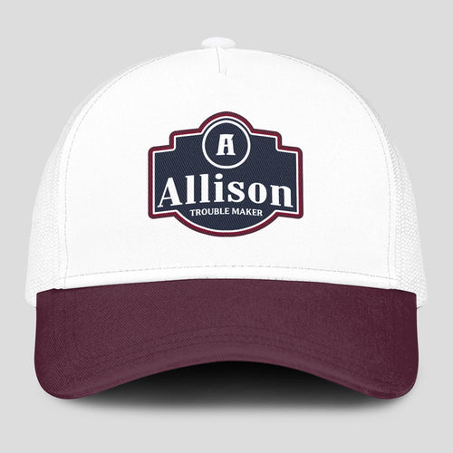 Trouble Maker Burgundy And White Funny Mesh Cap ALLISON 13K1 C201PF