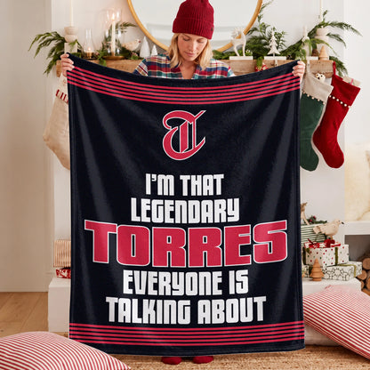 I'm That Legendary Name Dark Red Fleece Blanket TORRES 13K1 BK48