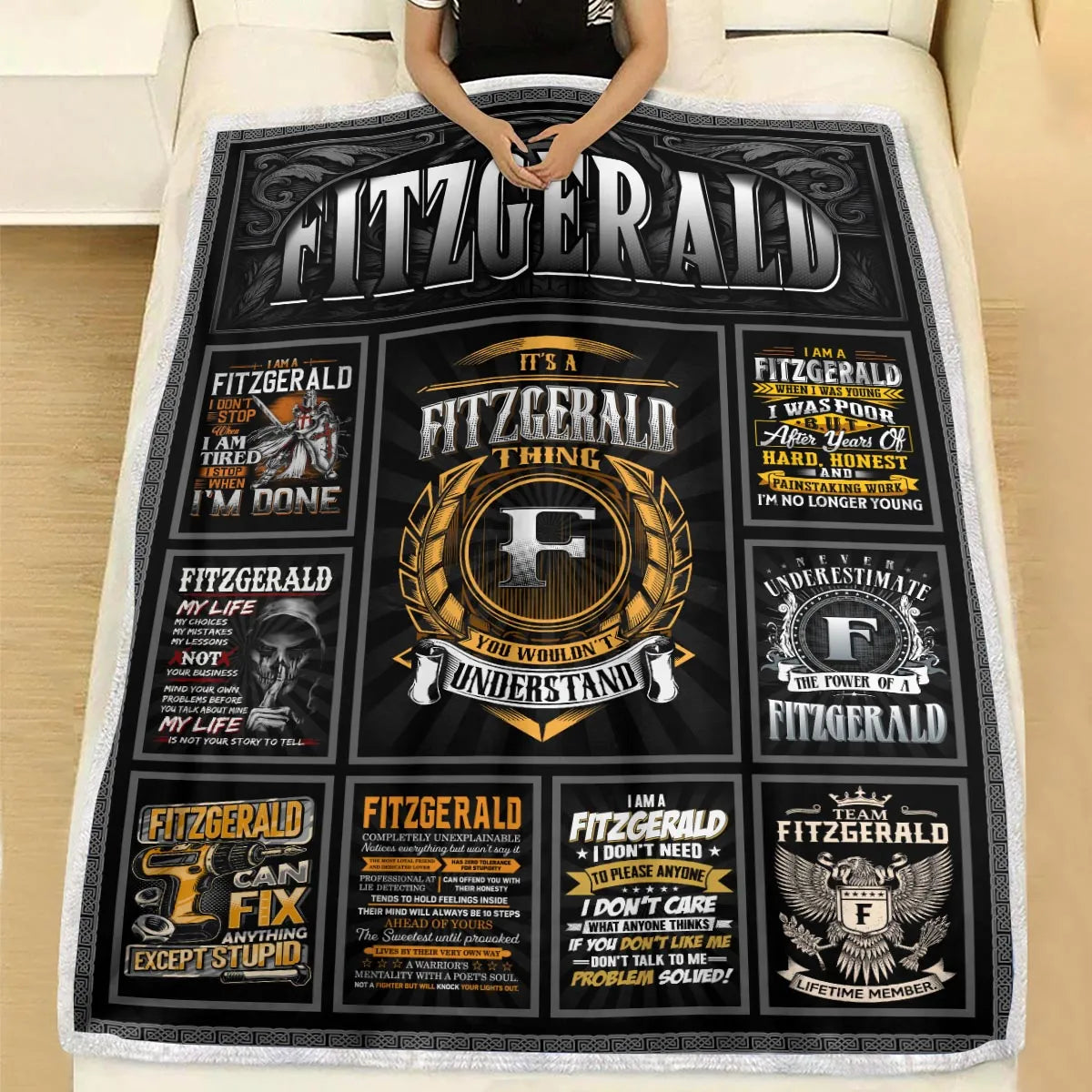 FITZGERALD Personalized Blanket | Custom Name Cozy Throw Gift 13K3-BK2