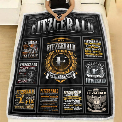 FITZGERALD Personalized Blanket | Custom Name Cozy Throw Gift 13K3-BK2