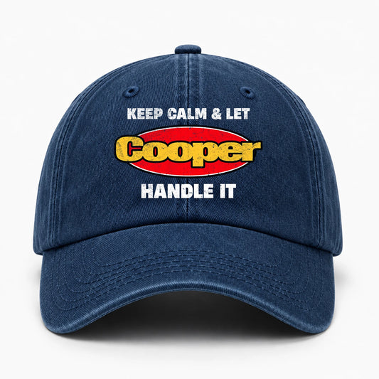 Keep Calm & Let Your Name Handle It Yellow And Red Logo Washed Cap COOPER 13K1 C172PF