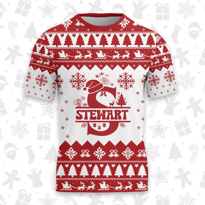 STEWART Personalized Christmas T-Shirt Pajama Set - Holiday Gift Outfit 13K1-CR2