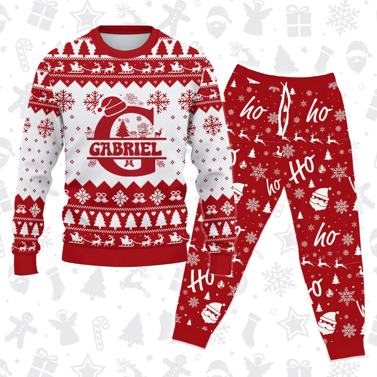 GABRIEL Personalized Christmas Pajama Set - Holiday Gift Outfit 13K1-CR2