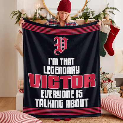 I'm That Legendary Name Dark Red Fleece Blanket VICTOR 13K1 BK48