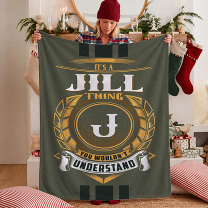 It's A Your Name Thing Olive Green Logo Fleece Blanket JILL 13K1 BK31