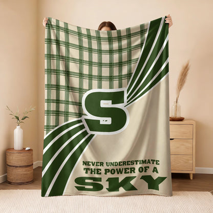 Never Underestimate Your Name Green & Cream Plaid Fleece Blanket SKY 13K1 BK50