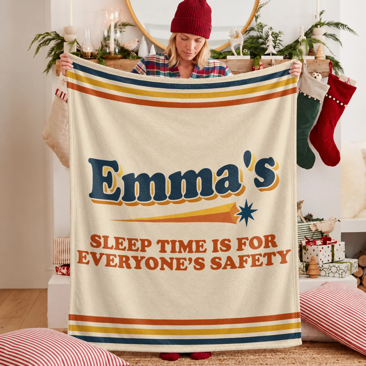 Your Name's Sleep Time Funny Retro Fleece Blanket EMMA 13K1 BK67