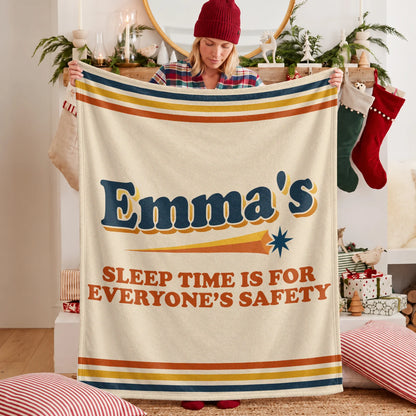 Your Name's Sleep Time Funny Retro Fleece Blanket EMMA 13K1 BK67