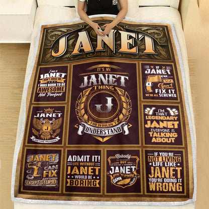 JANET Personalized Blanket | Custom Name Cozy Throw Gift 13K1-BK4