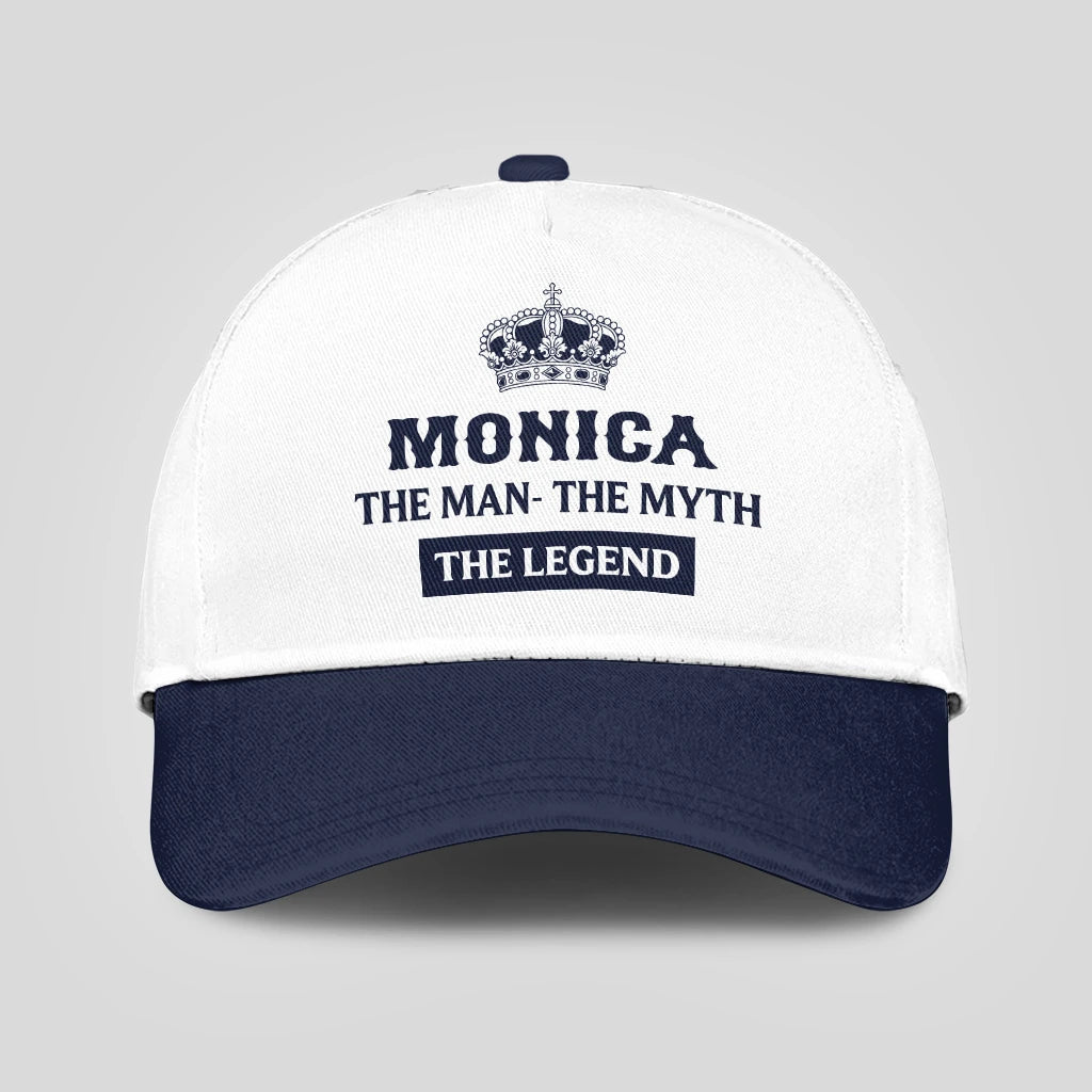 The Man The Myth The Legend King Crown Blue And White Cap MONICA 13K1 C147PF
