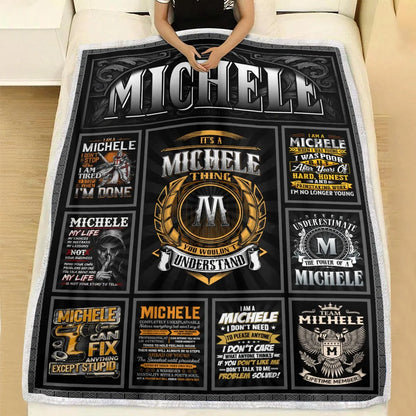 MICHELE Personalized Blanket | Custom Name Cozy Throw Gift 13K1-BK2