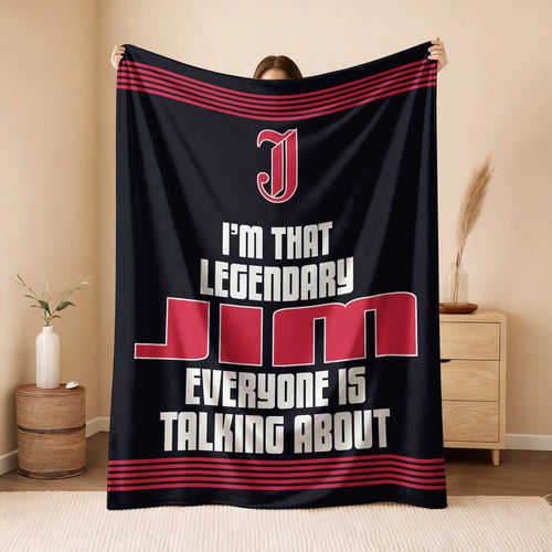 I'm That Legendary Name Dark Red Fleece Blanket JIM 13K1 BK48