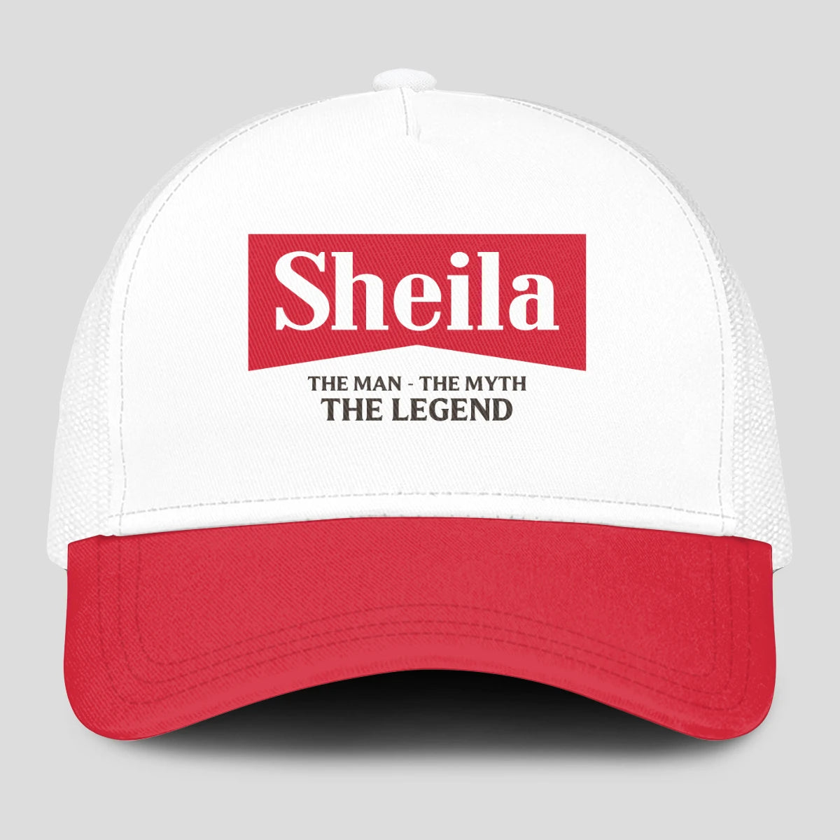 The Man The Myth The Legend Red And White Mesh Cap SHEILA 13K1 C197PF