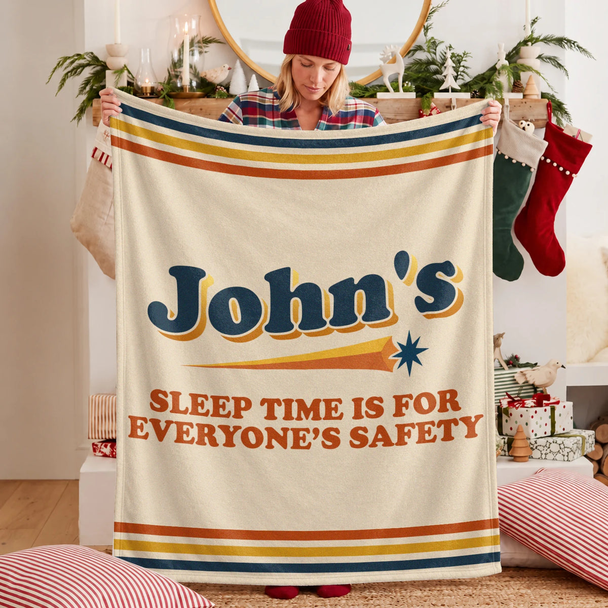 Your Name's Sleep Time Funny Retro Fleece Blanket JOHN 13K1 BK67