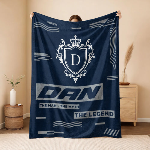The Man The Myth The Legend Blue & Gray Fleece Blanket  DAN 13K1 BK08