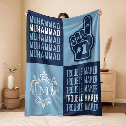Trouble Maker Funny Blue Fleece Blanket MUHAMMAD 13K1 BK21