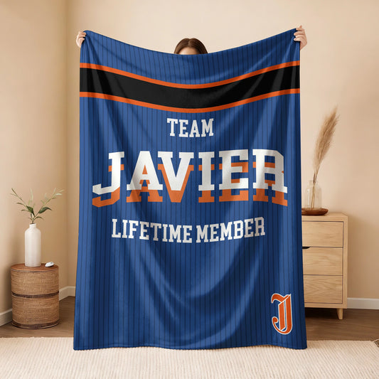 Team Your Name Lifetime Member Basketball Fleece Blanket JAVIER 13K1 BK47