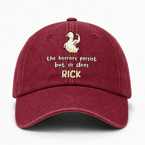 The Horrors Persist But So Does Your Name Funny Goose Burgundy Washed Cap RICK 13K1 C126PF