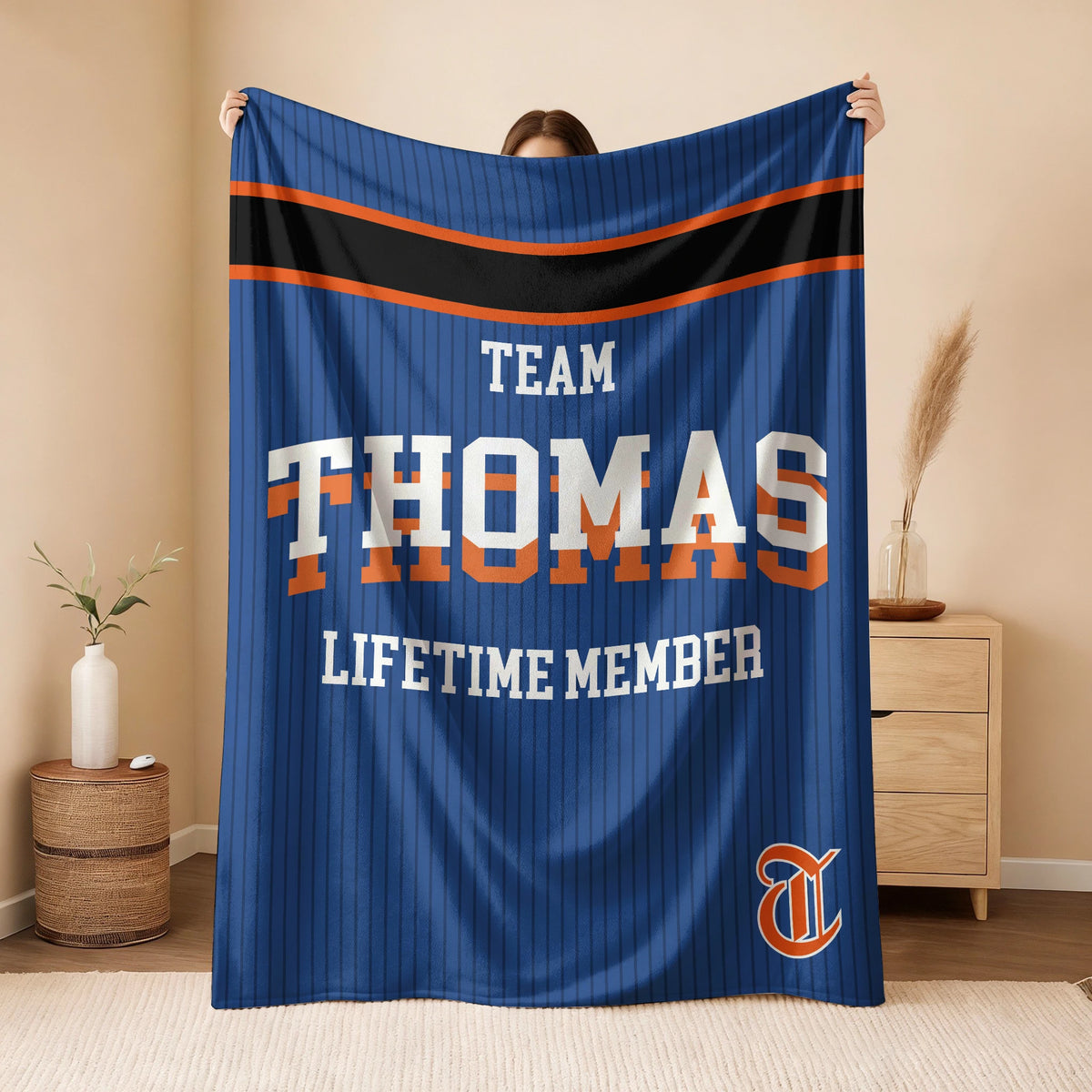 Team Your Name Lifetime Member Basketball Fleece Blanket THOMAS 13K1 BK47