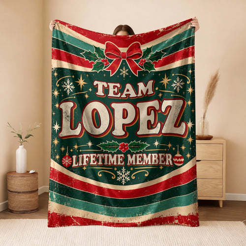 Team Your Name Lifetime Member Christmas Fleece Blanket LOPEZ 13K1 BK52
