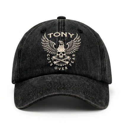 Your Name Guts Over Fear With Eagle And Skull Washed Cap TONY 13K1 C75PF