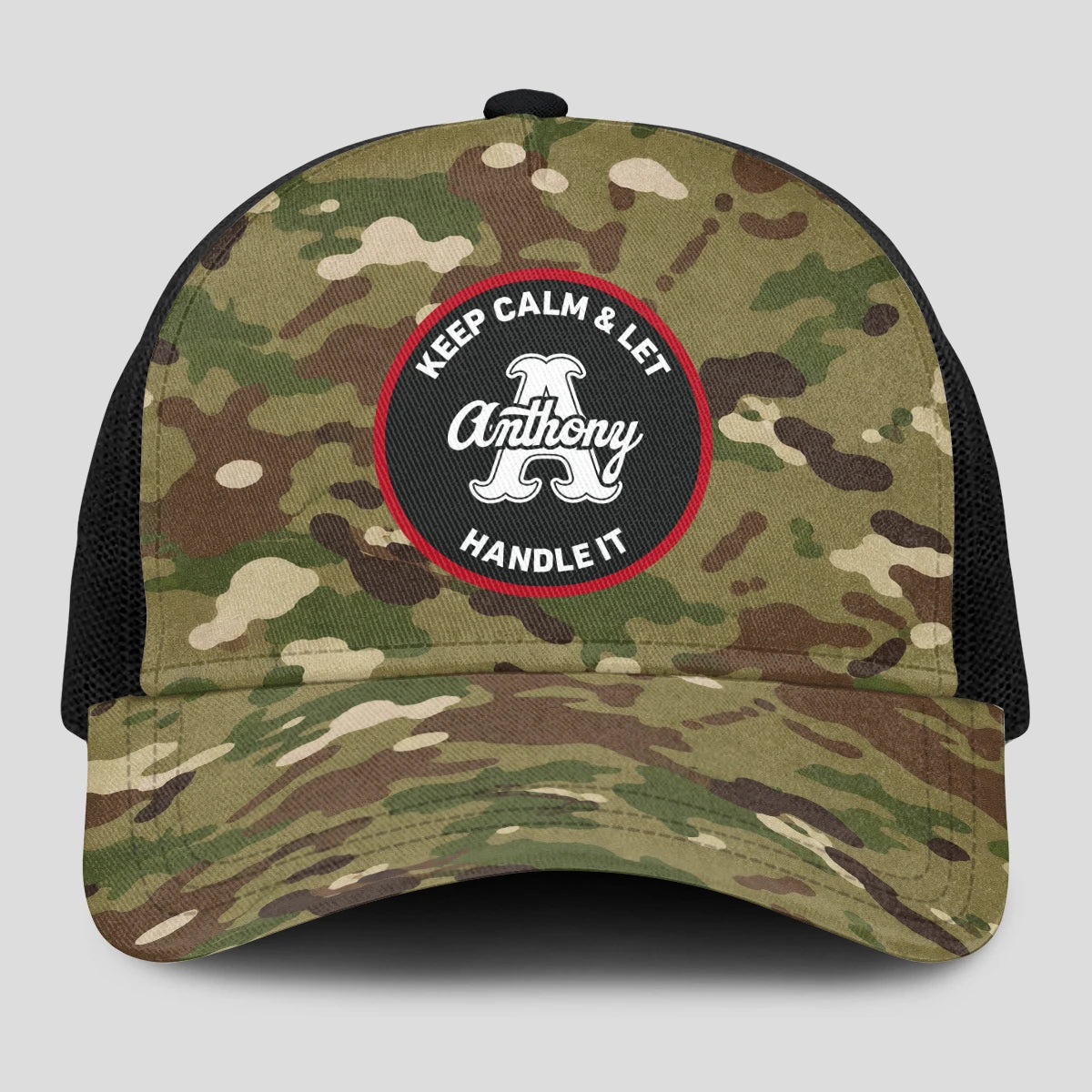 Keep Calm & Let Your Name Handle It Camo Mesh Cap ANTHONY 13K1 C209PF