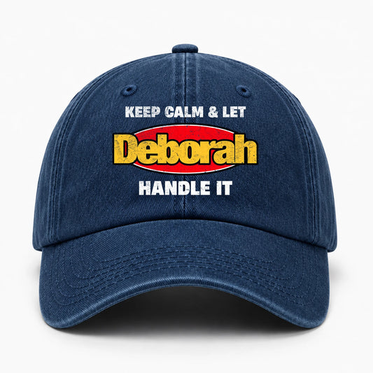 Keep Calm & Let Your Name Handle It Yellow And Red Logo Washed Cap DEBORAH 13K1 C172PF