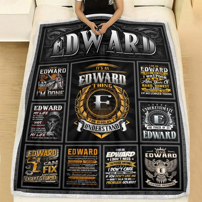 EDWARD Personalized Blanket | Custom Name Cozy Throw Gift 13K1-BK2
