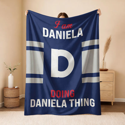 I'm Name Doing Name Things Navy Fleece Blanket DANIELA 13K1 BK51