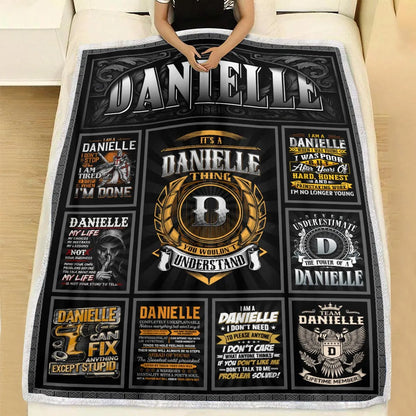 DANIELLE Personalized Blanket | Custom Name Cozy Throw Gift 13K1-BK2